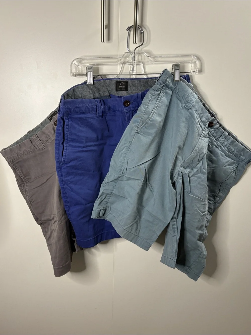 Set of 3 J. Crew Flat Front Shorts in Blue, Light Blue, Gray 30